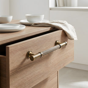 Vintage Antique Bronze Stripe Brass Cabinet Pulls