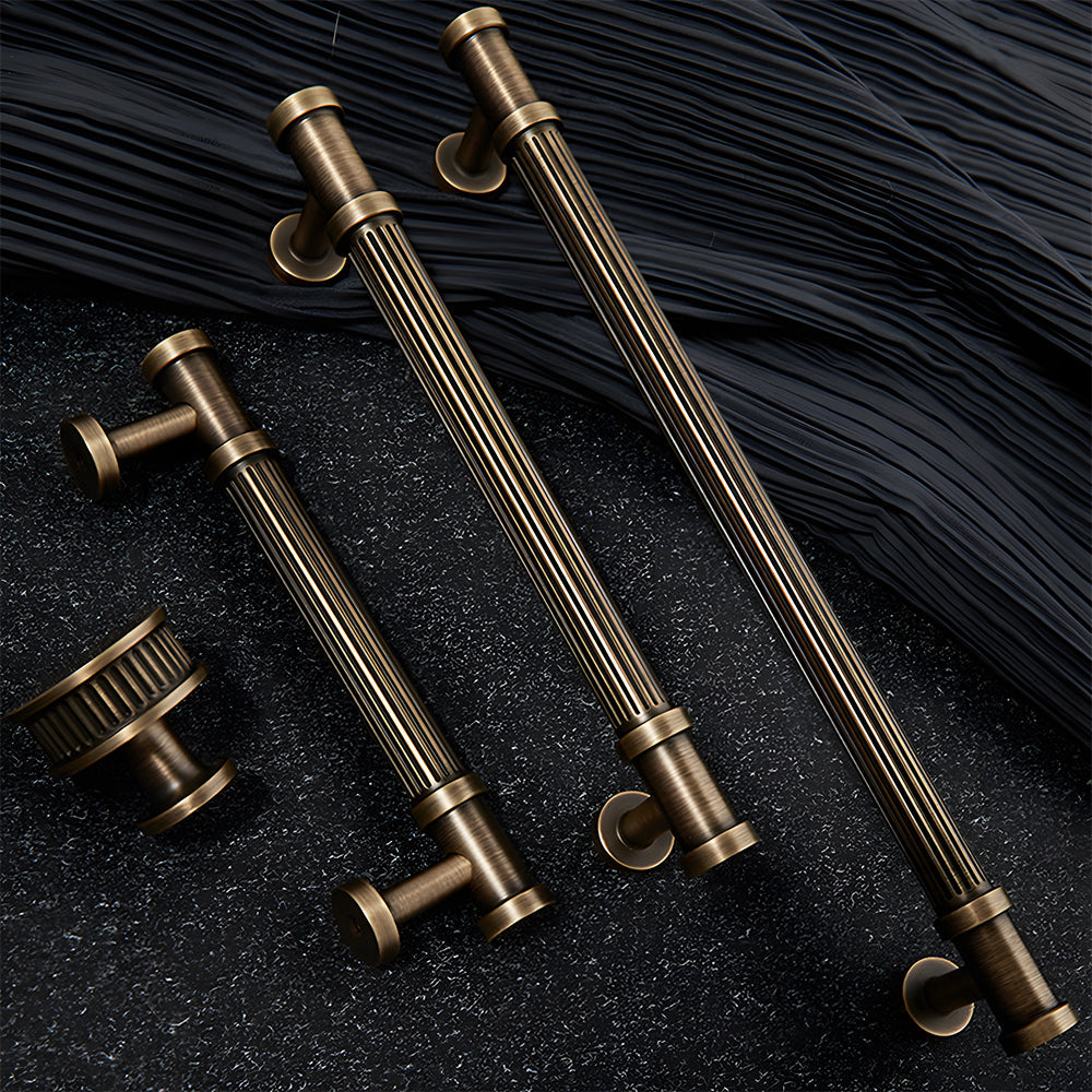 Vintage Lined Bronze Cabinet Handles