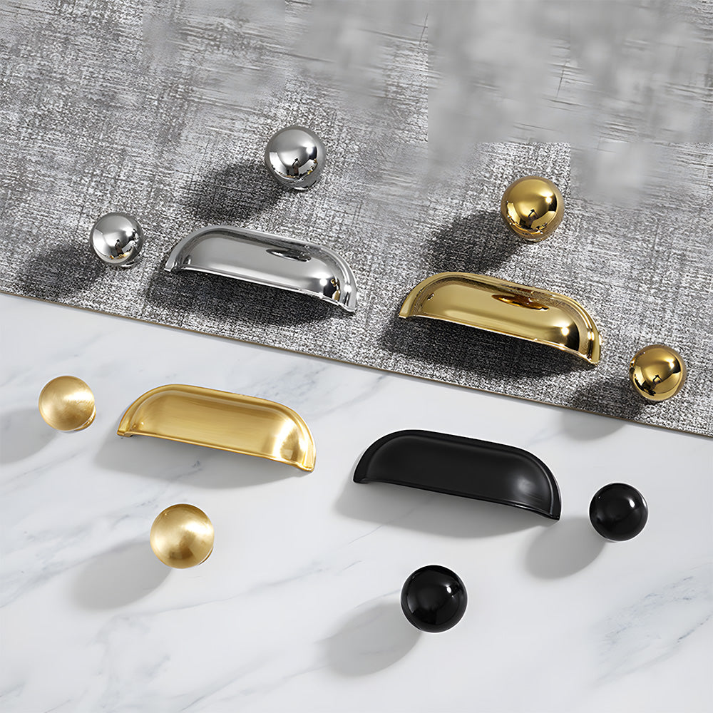 Retro Shell Solid Brass Wardrobe Cabinet Cup Pulls