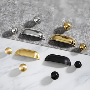 Retro Shell Solid Brass Wardrobe Cabinet Cup Pulls