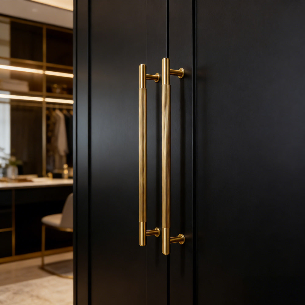 Retro Aged Bronze Lined Brass Cabinet Handles