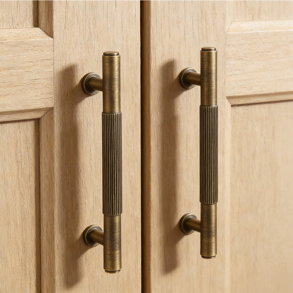 Retro Aged Bronze Lined Brass Cabinet Handles