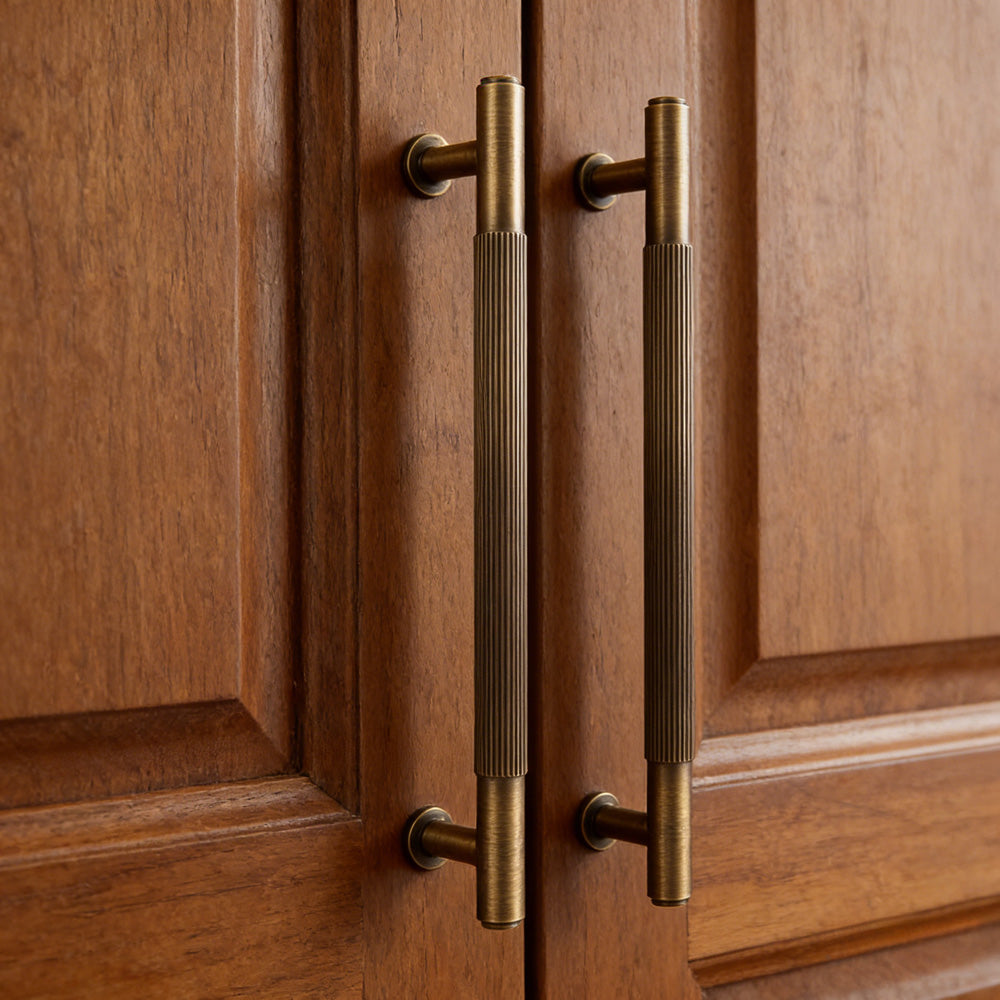 Retro Aged Bronze Lined Brass Cabinet Handles