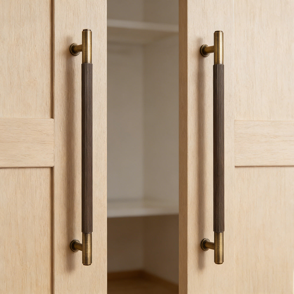 Retro Aged Bronze Lined Brass Cabinet Handles