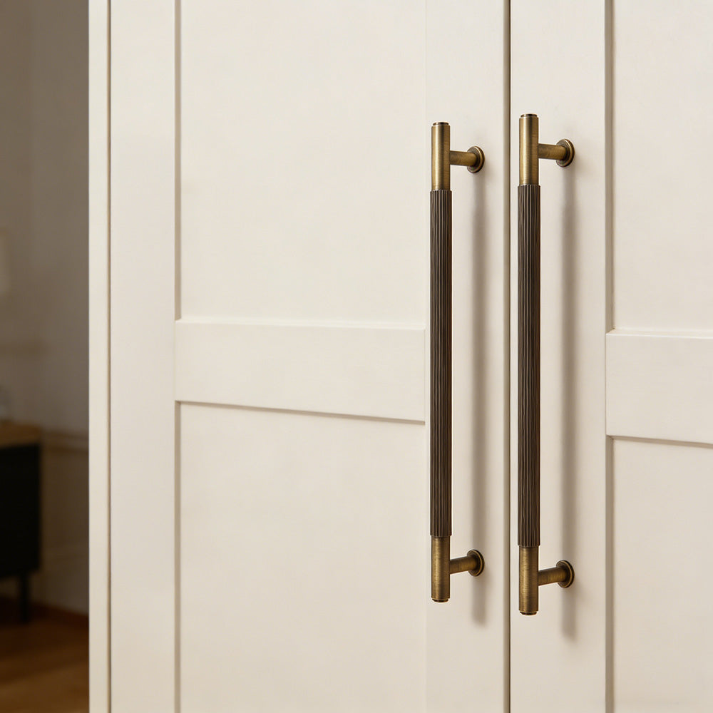 Retro Aged Bronze Lined Brass Cabinet Handles