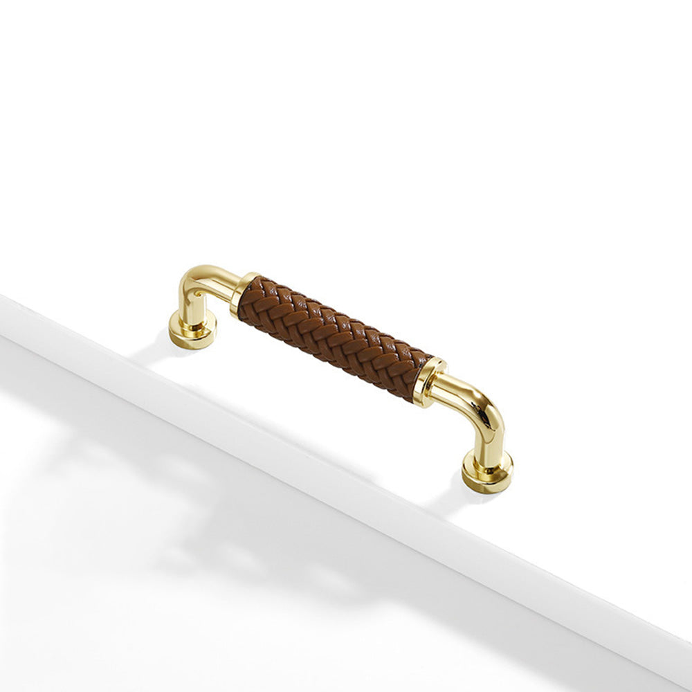 Curved Woven Leather Cupboard Handles