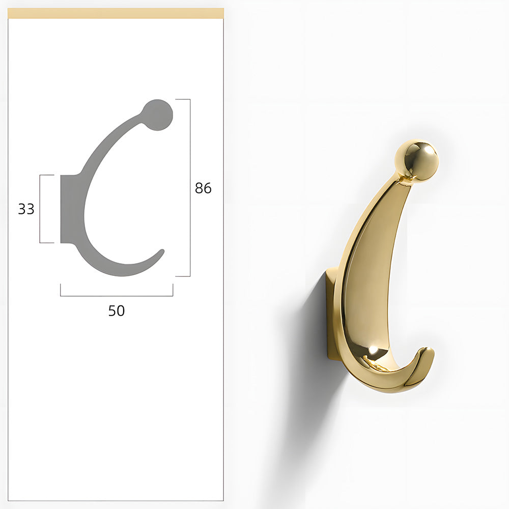 Modern Curved Zinc Alloy Wall Mounted Wall Hooks