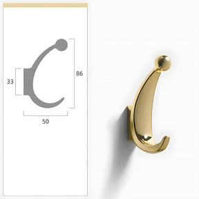 Modern Curved Zinc Alloy Wall Mounted Wall Hooks