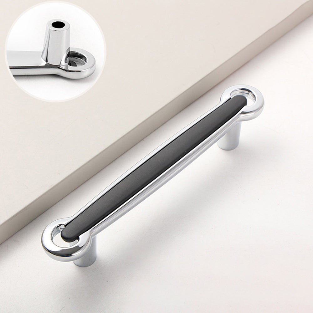 Zinc Alloy Black Silver Simple Cabinet Handles