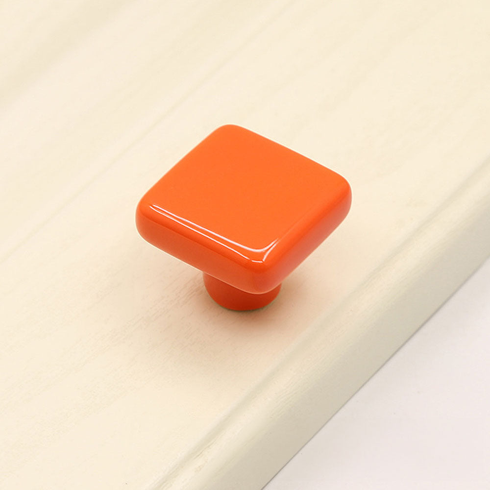 Colored Ceramic Square Single-Hole Cabinet Drawer Knobs