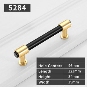 Zinc Alloy Black+Gold Drawer Door Cabinet Handles