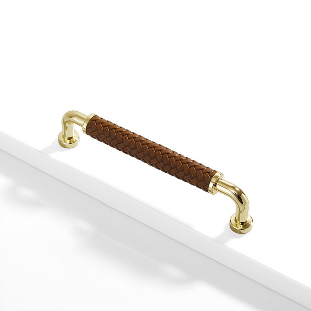 Curved Woven Leather Cupboard Handles