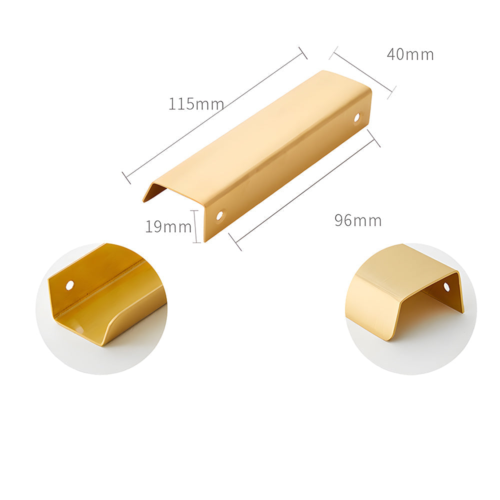 Modern Simple Embedded Brass Gold Edge Pulls