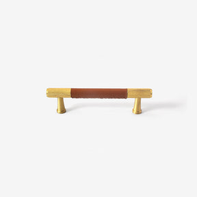 Modern Minimalist Textured Brass Leather Cabinet Handle