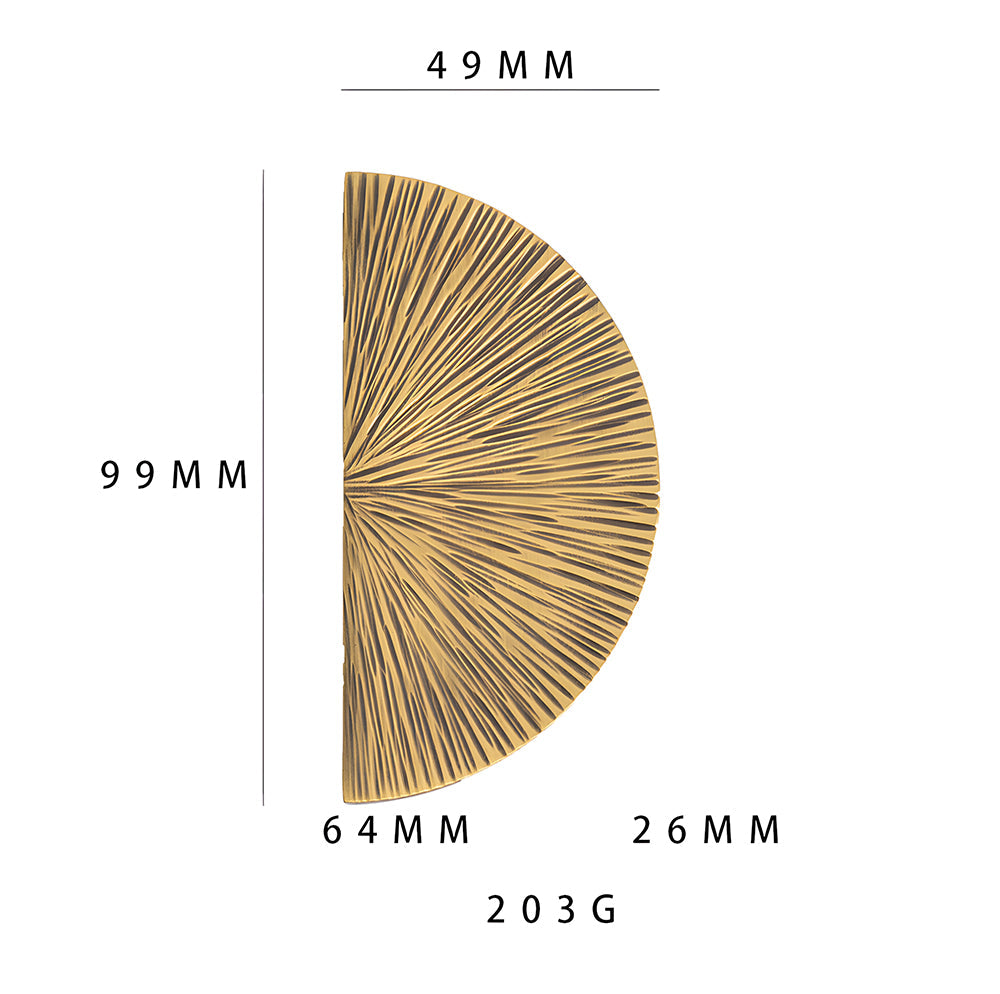 Vintage Brass Textured Semi Circle Cabinet Handles