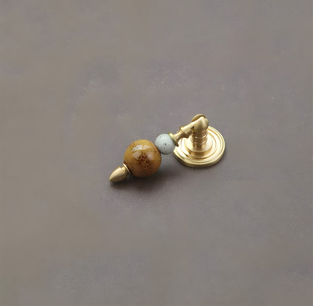 Solid Brass & Natural Stone Drop Pendant Cabinet Knobs