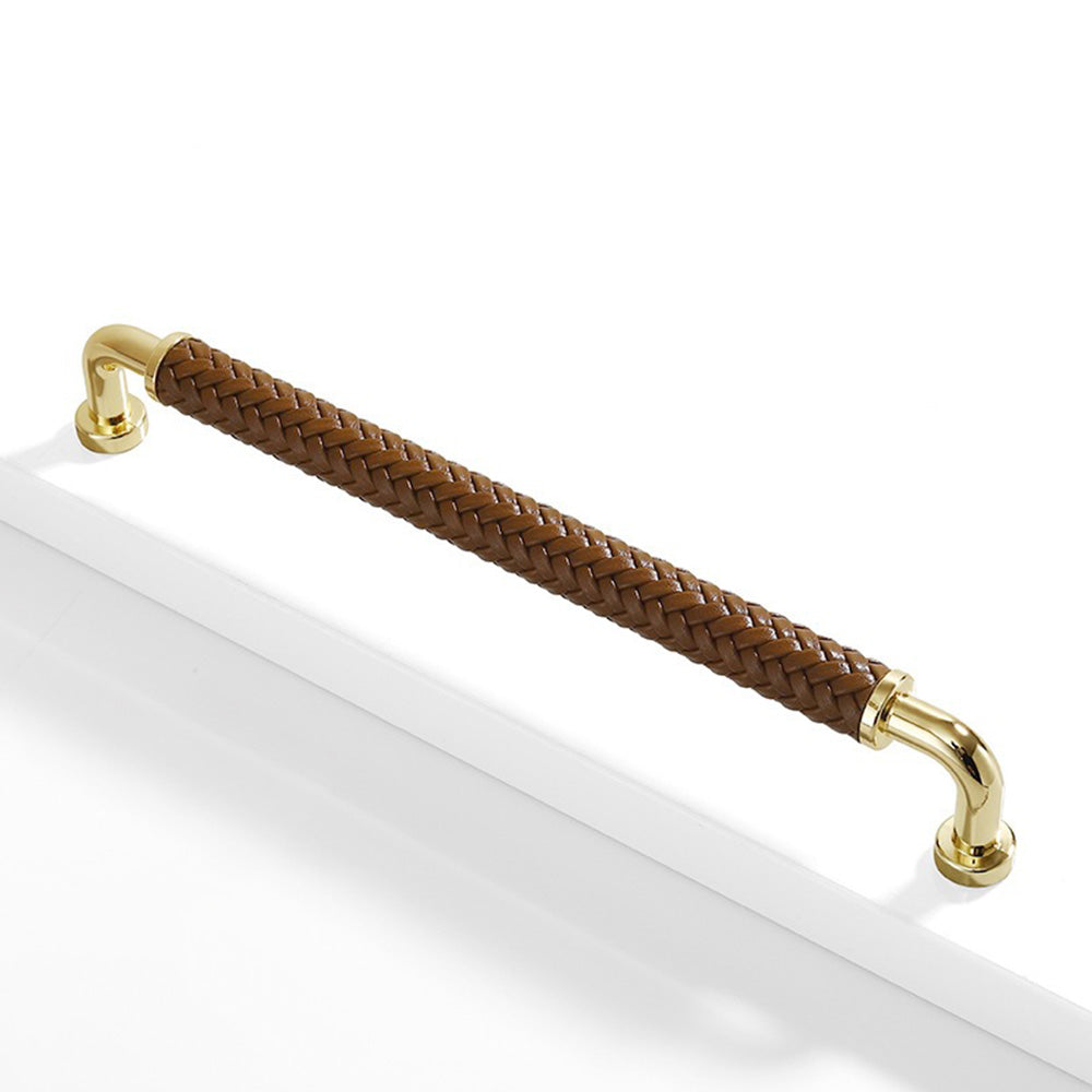 Curved Woven Leather Cupboard Handles