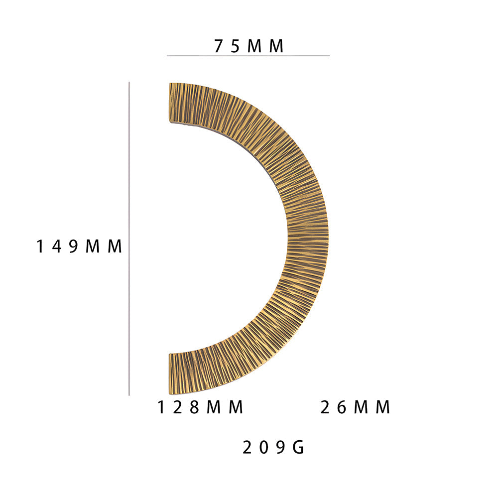 Vintage Brass Textured Semi Circle Cabinet Handles