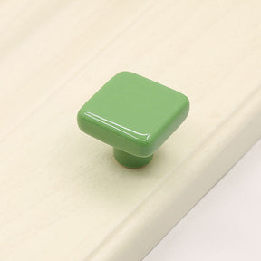 Colored Ceramic Square Single-Hole Cabinet Drawer Knobs