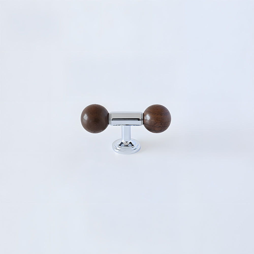 Medieval Brass Round Wooden Head Cabinet Handles