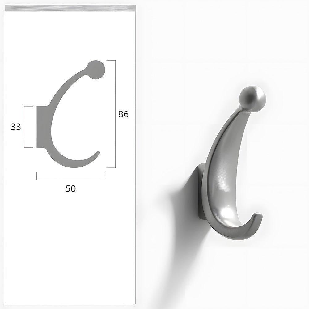 Modern Curved Zinc Alloy Wall Mounted Wall Hooks