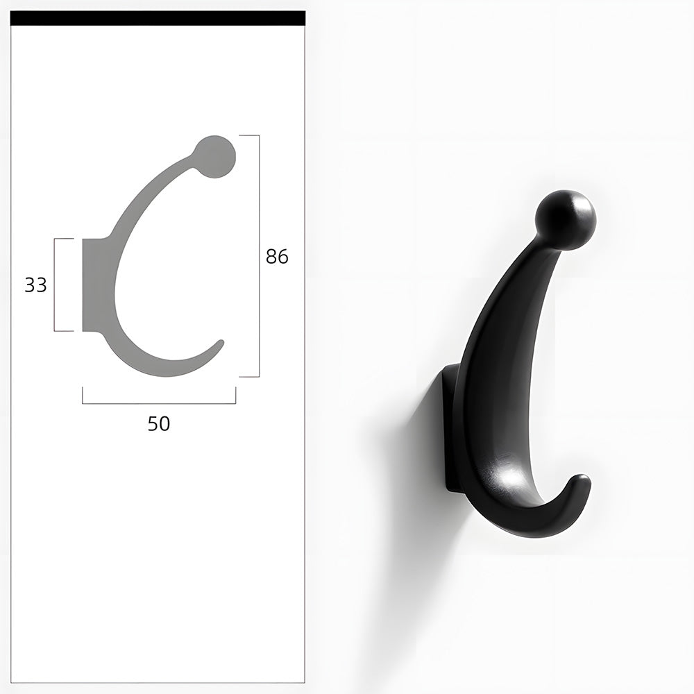 Modern Curved Zinc Alloy Wall Mounted Wall Hooks