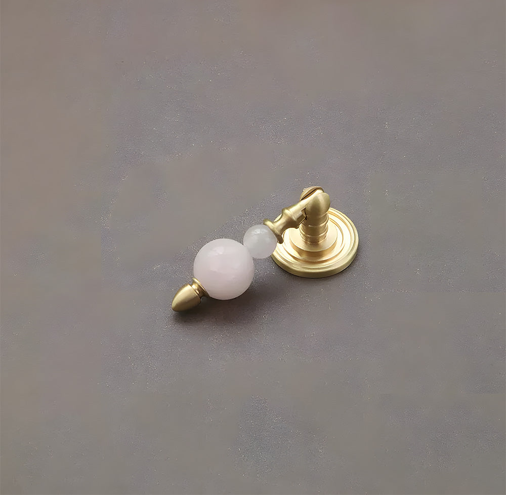 Solid Brass & Natural Stone Drop Pendant Cabinet Knobs