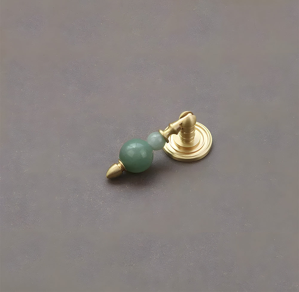 Solid Brass & Natural Stone Drop Pendant Cabinet Knobs