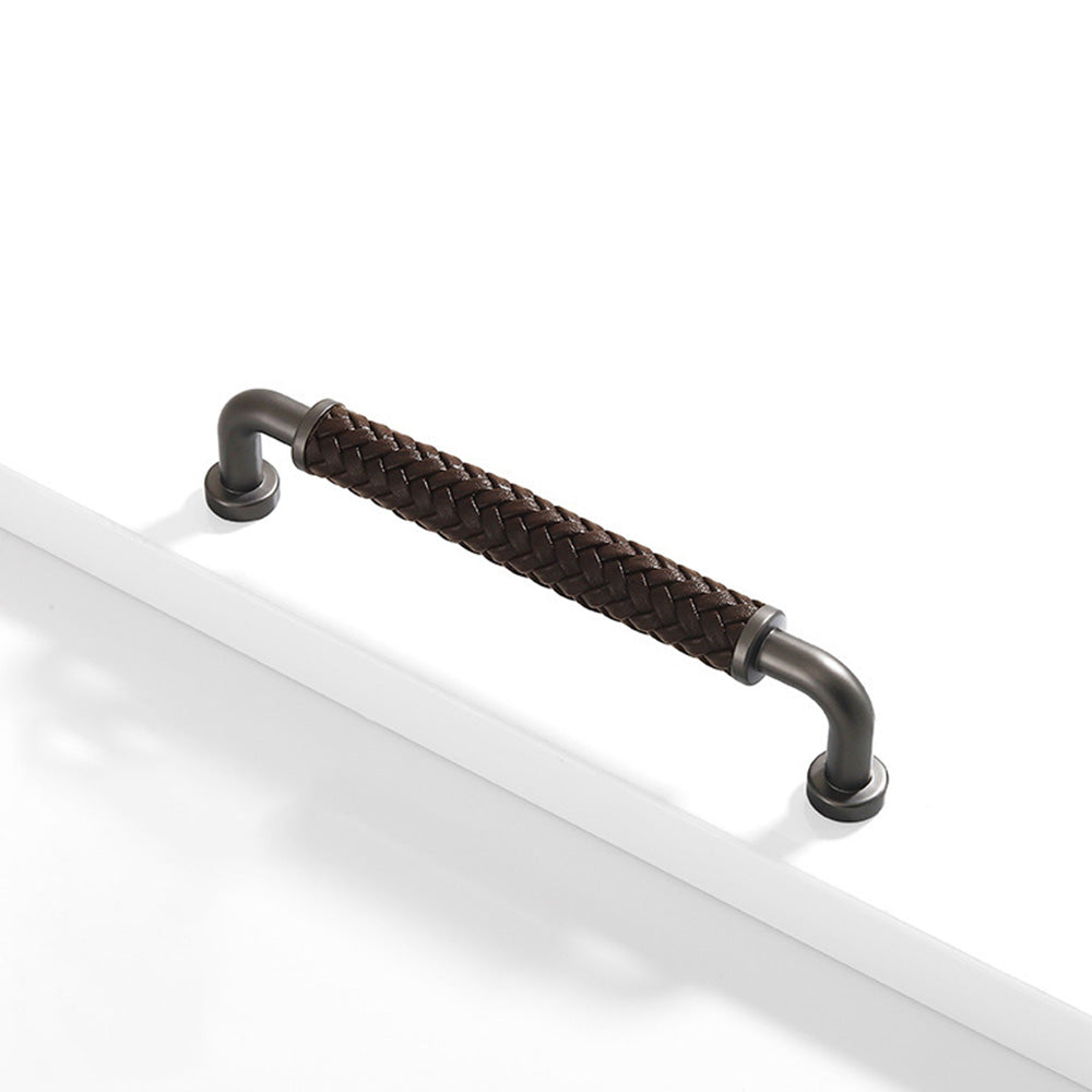Curved Woven Leather Cupboard Handles