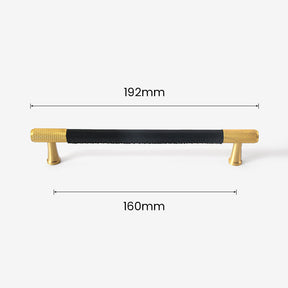 Modern Minimalist Textured Brass Leather Cabinet Handle