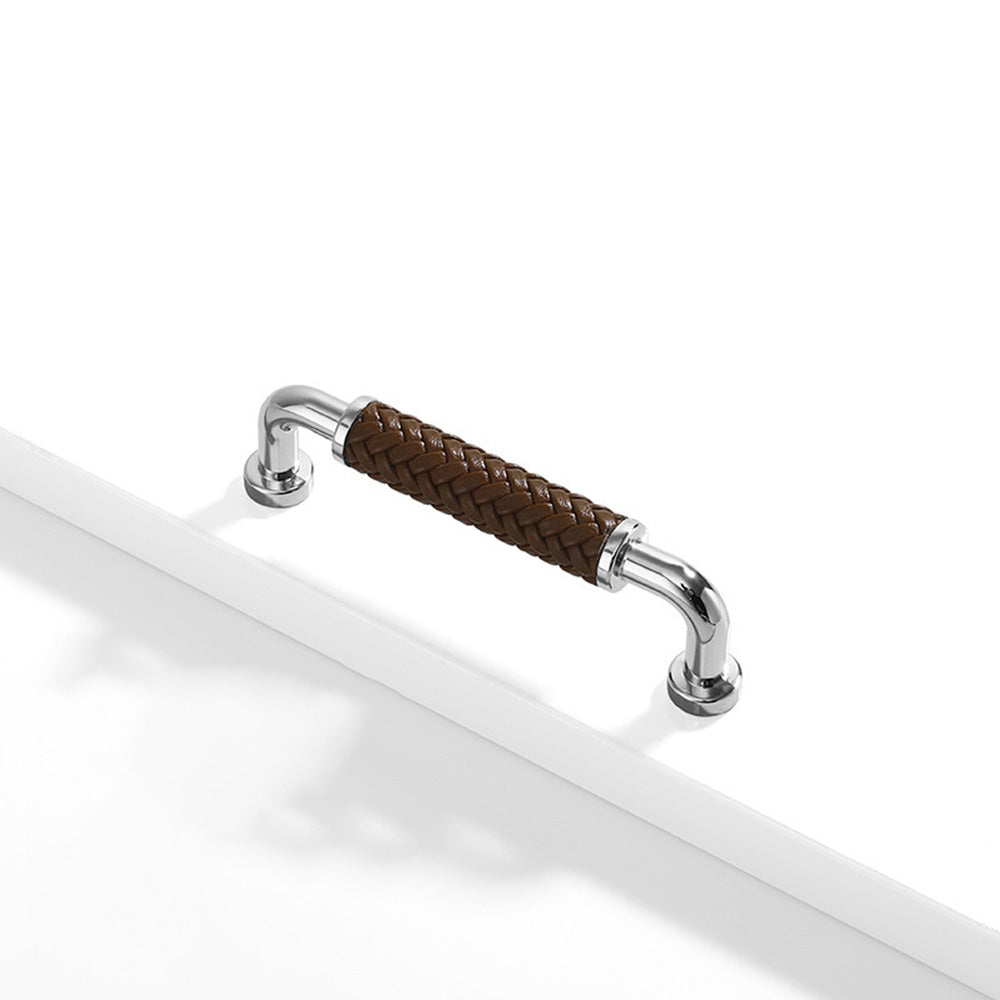 Curved Woven Leather Cupboard Handles