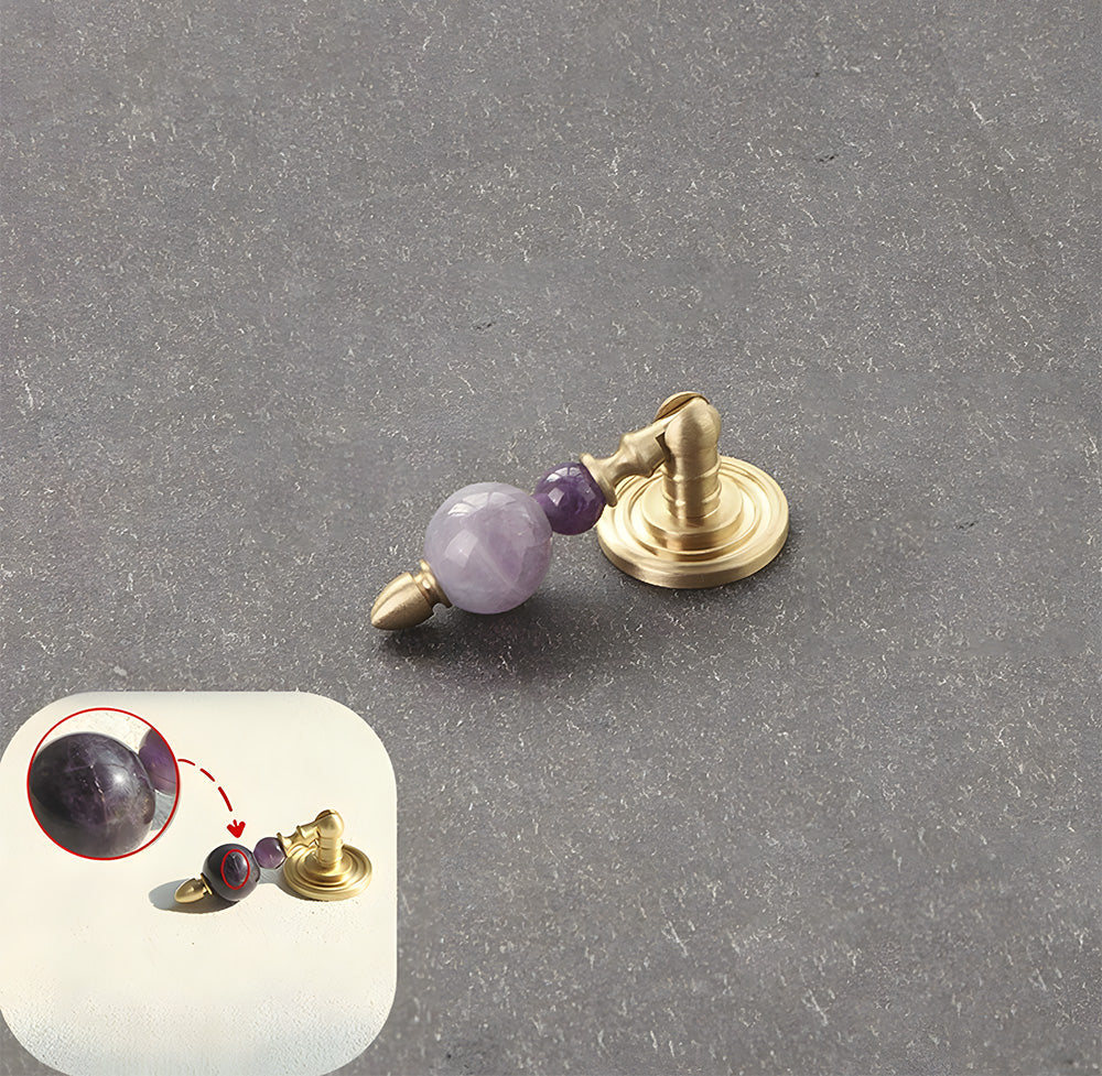 Solid Brass & Natural Stone Drop Pendant Cabinet Knobs