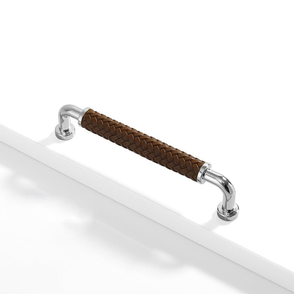 Curved Woven Leather Cupboard Handles