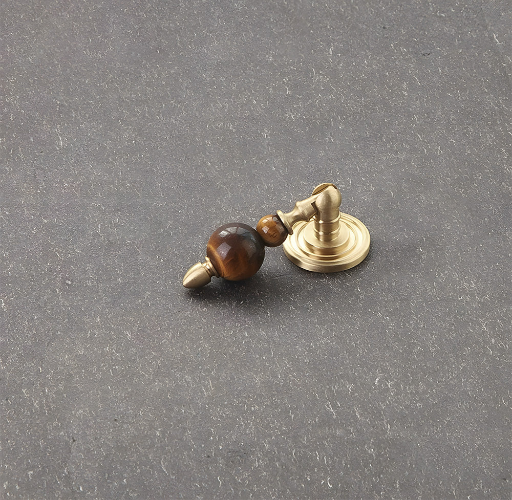 Solid Brass & Natural Stone Drop Pendant Cabinet Knobs