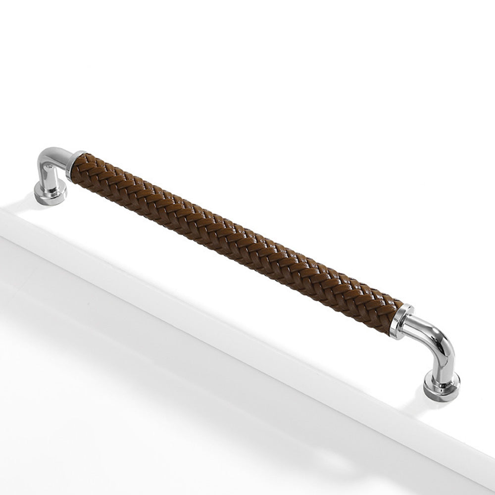 Curved Woven Leather Cupboard Handles