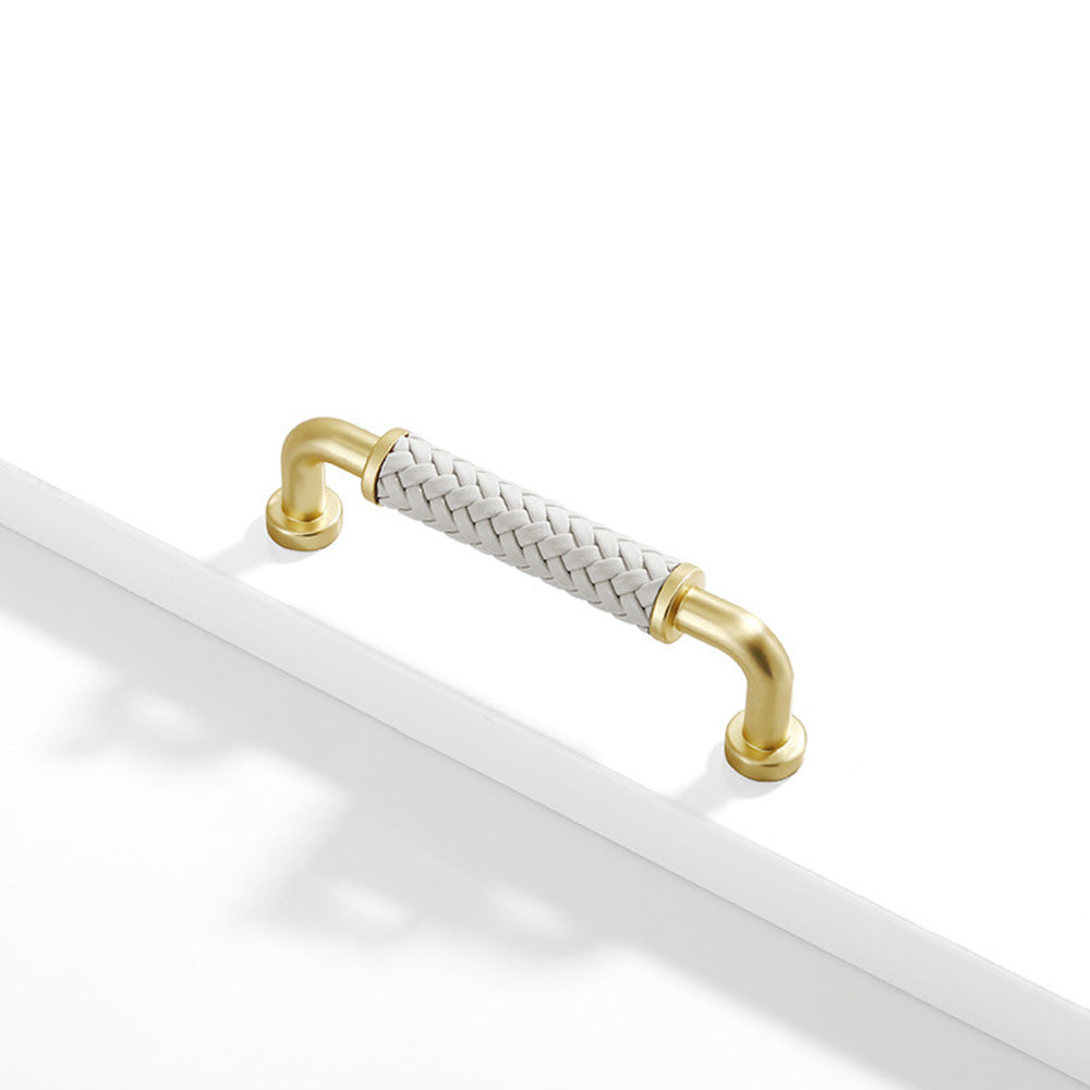 Curved Woven Leather Cupboard Handles