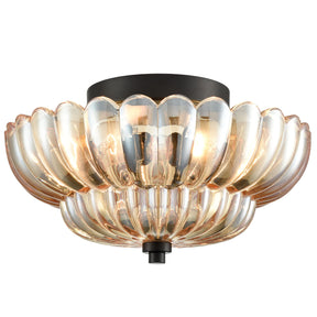 Vintage Amber Glass Semi-Flush Ceiling Light