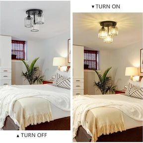 Modern Crystal Semi Flush Rounded Bedroom Ceiling Lights