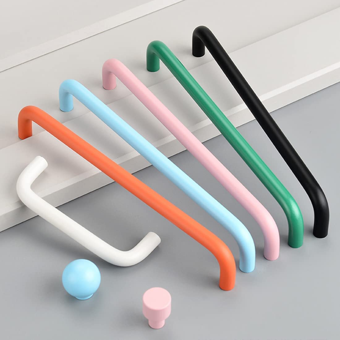 Colorful Small Double Curved Wardrobe Handles For Children's Room