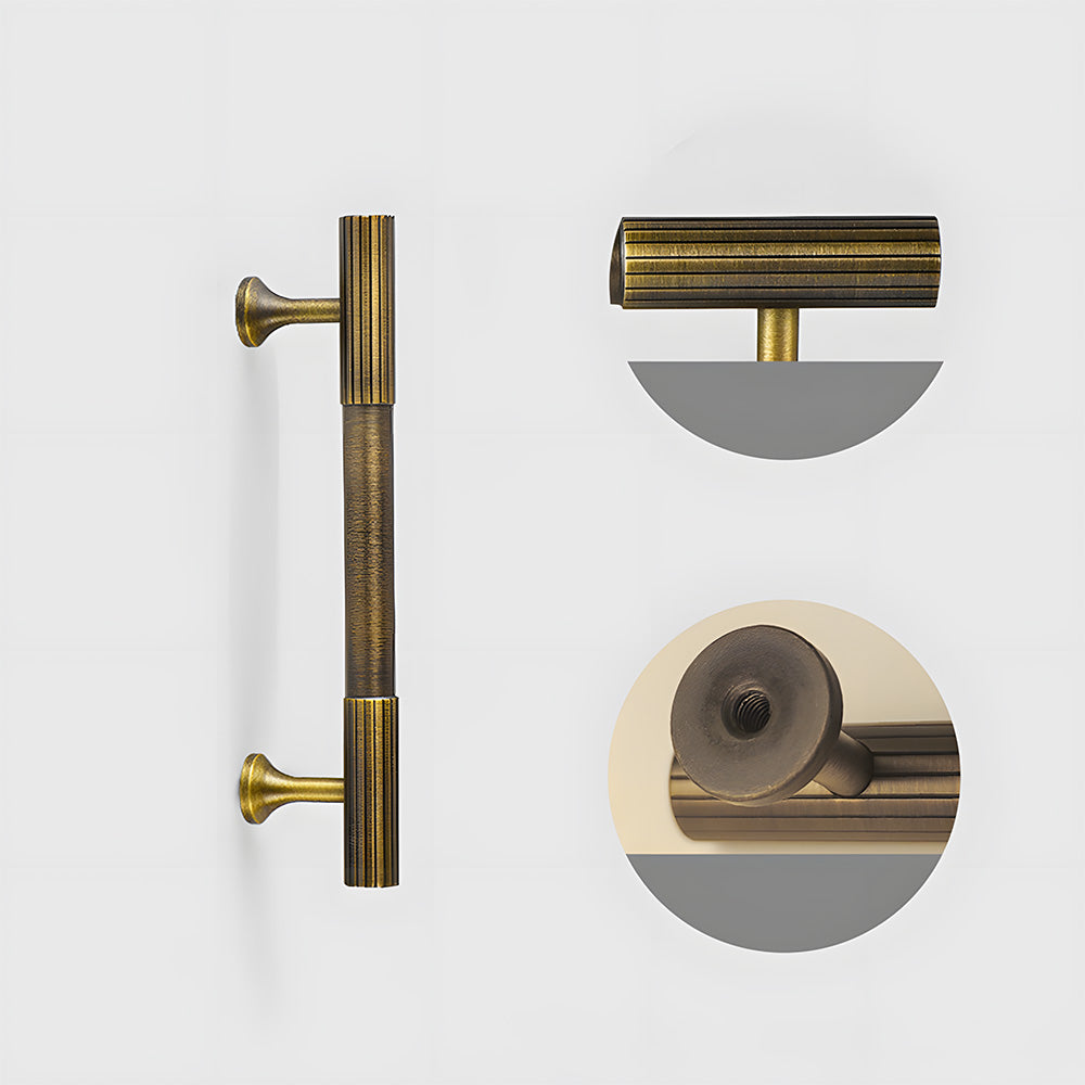 Retro Stripe Antique Brass Kitchen Handles Drawer Pulls