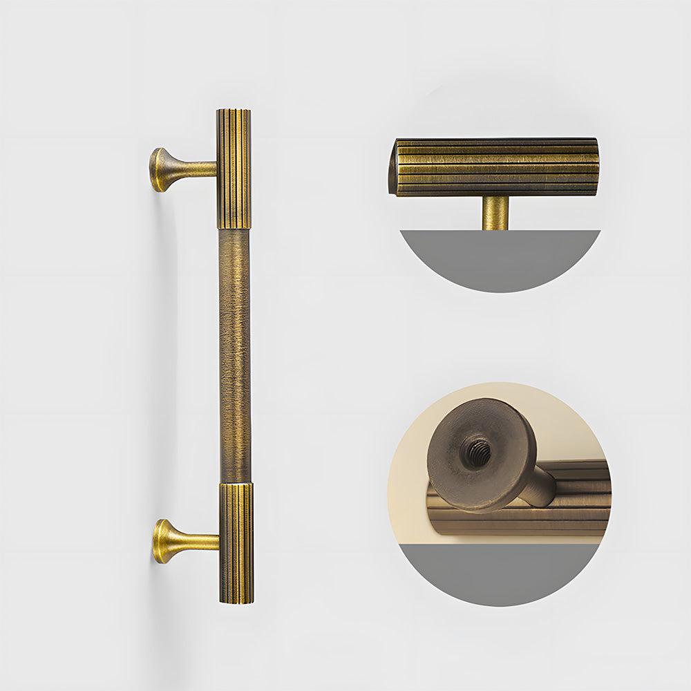Retro Stripe Antique Brass Kitchen Handles Drawer Pulls
