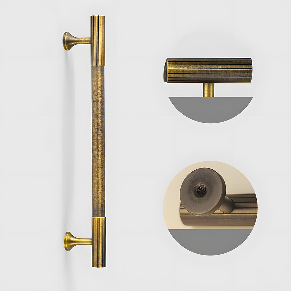 Retro Stripe Antique Brass Kitchen Handles Drawer Pulls