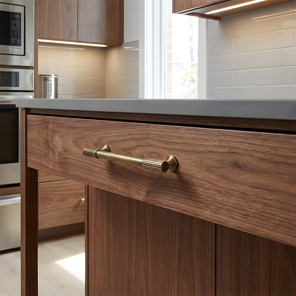 Retro Stripe Antique Brass Kitchen Handles Drawer Pulls