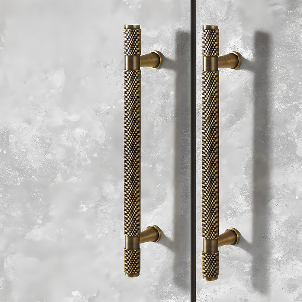 Solid Brass Gold Knurled Cupboard Bar Handles