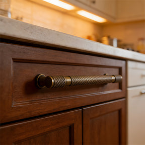 Solid Brass Gold Knurled Cupboard Bar Handles