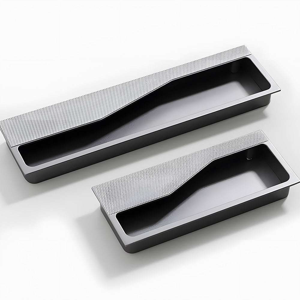 Modern Knurled Recessed Flush Pull Handles for Kitchen Cupboards & Drawers
