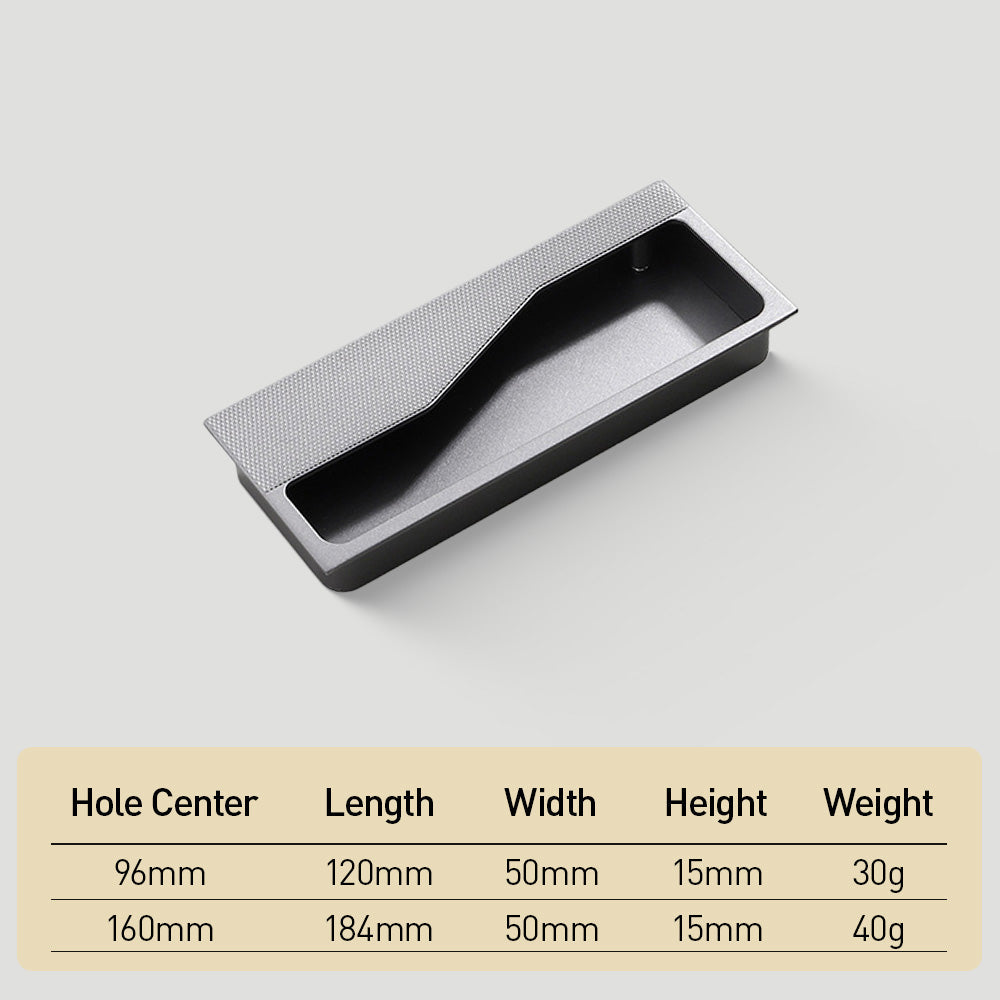 Modern Knurled Recessed Flush Pull Handles for Kitchen Cupboards & Drawers