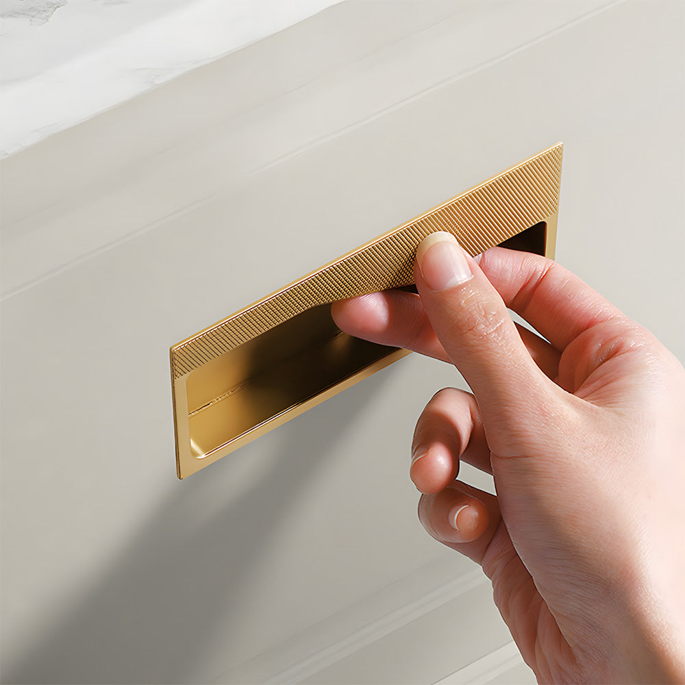 Modern Knurled Recessed Flush Pull Handles for Kitchen Cupboards & Drawers