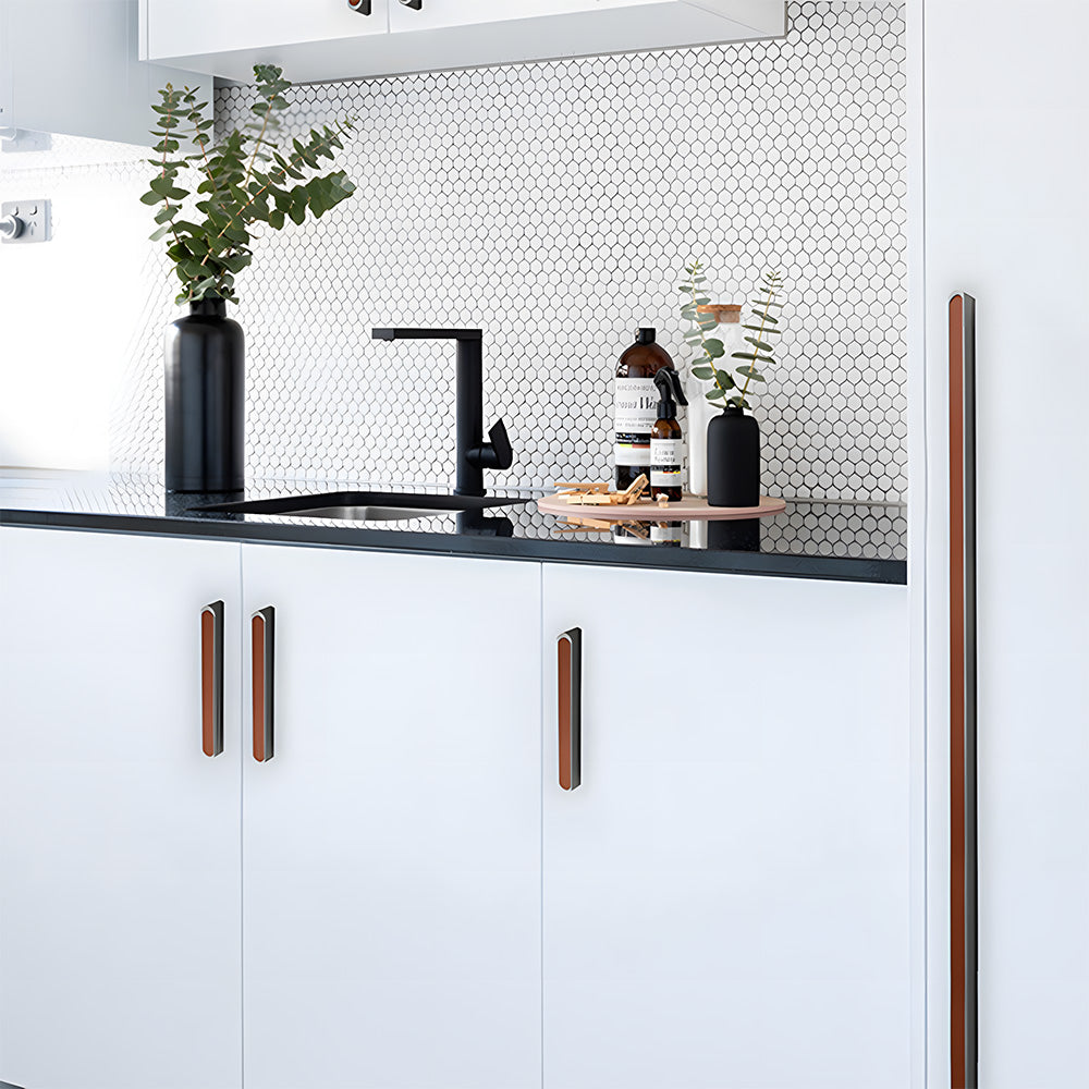 Modern Two-tone Leather Dresser Drawer Pulls