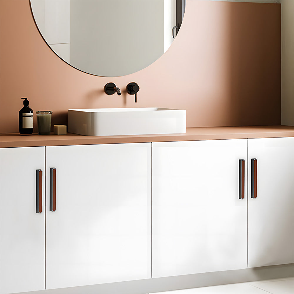 Modern Two-tone Leather Dresser Drawer Pulls
